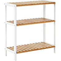 SONGMICS Estante de Almacenamiento de Bambú- Zapatero para Plantas de 3 Niveles- Multiusos- en la Entrada- Baño- Sala de…